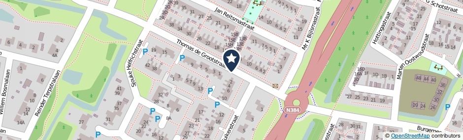 Kaartweergave Thomas De Grootstraat in Franeker