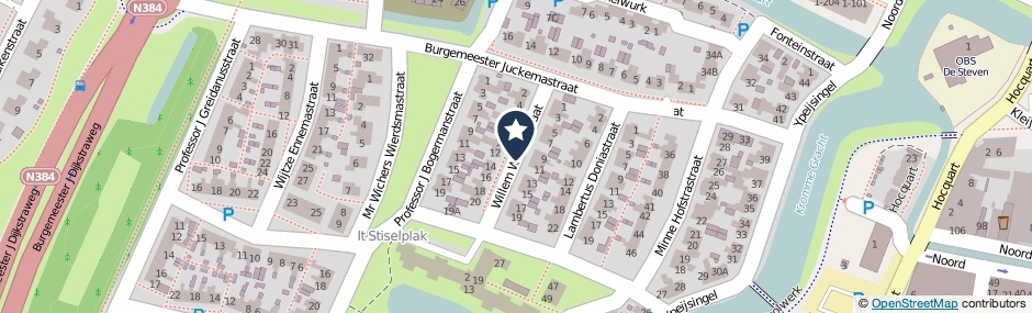 Kaartweergave Willem Westrastraat in Franeker