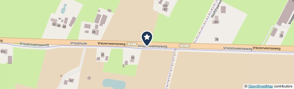 Kaartweergave Vriezenveenseweg in Geesteren (Overijssel)