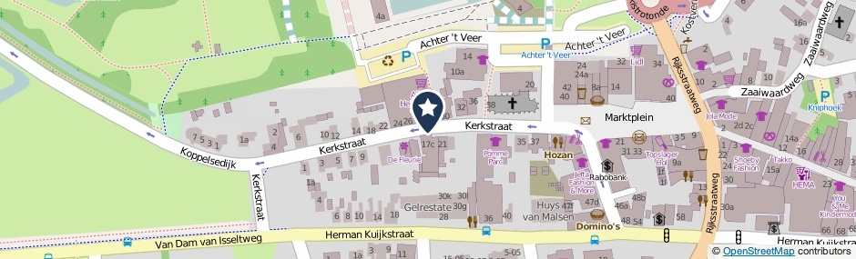 Kaartweergave Kerkstraat in Geldermalsen