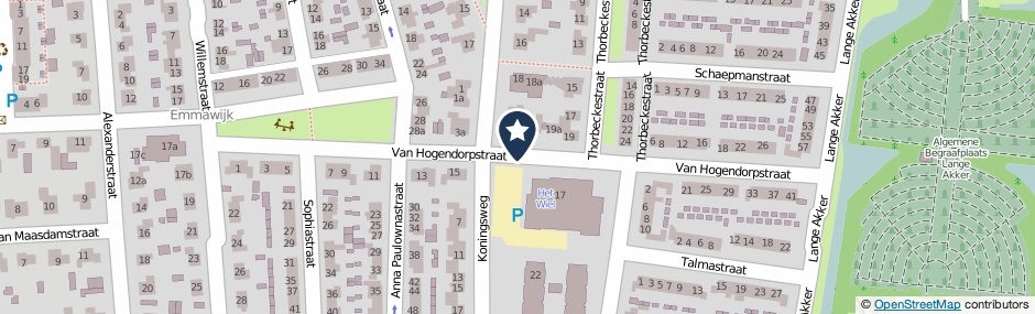 Kaartweergave Van Hogendorpstraat in Geldermalsen