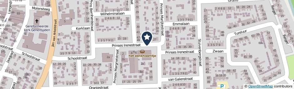 Kaartweergave Prinses Irenestraat in Genemuiden