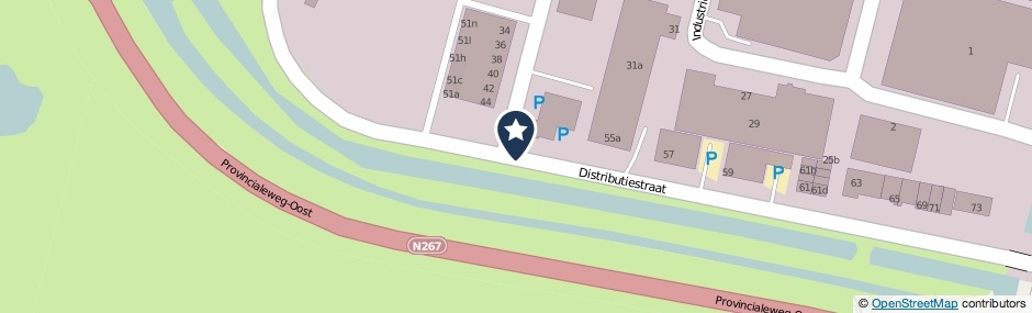 Kaartweergave Distributiestraat in Giessen