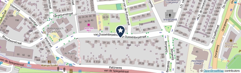 Kaartweergave Van Dusseldorpstraat in Goes