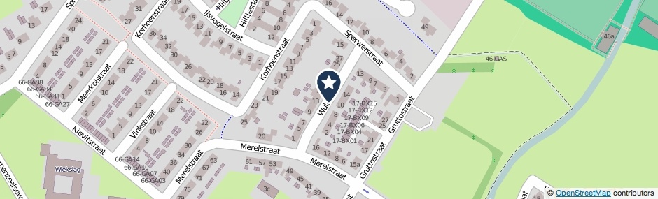 Kaartweergave Wulpstraat in Goor