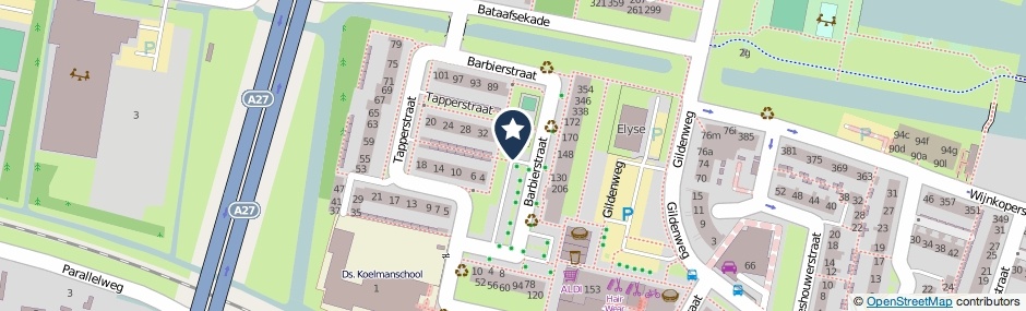 Kaartweergave Barbierstraat in Gorinchem