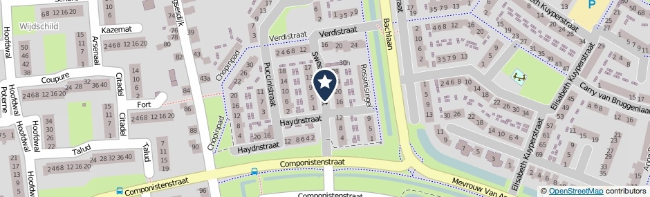 Kaartweergave Sweelinckstraat in Gorinchem