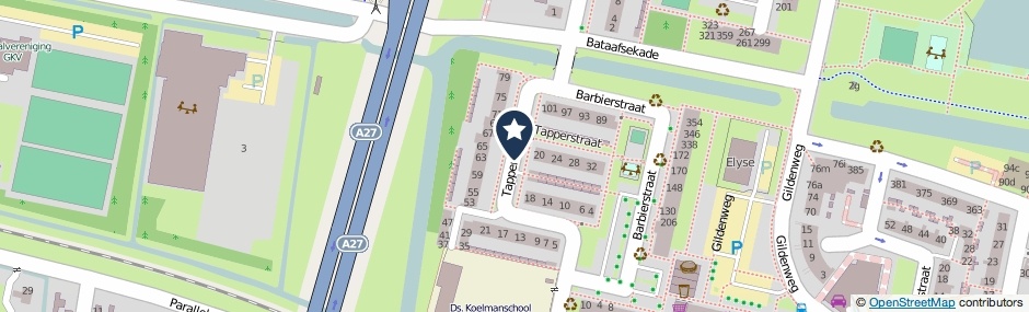 Kaartweergave Tapperstraat in Gorinchem