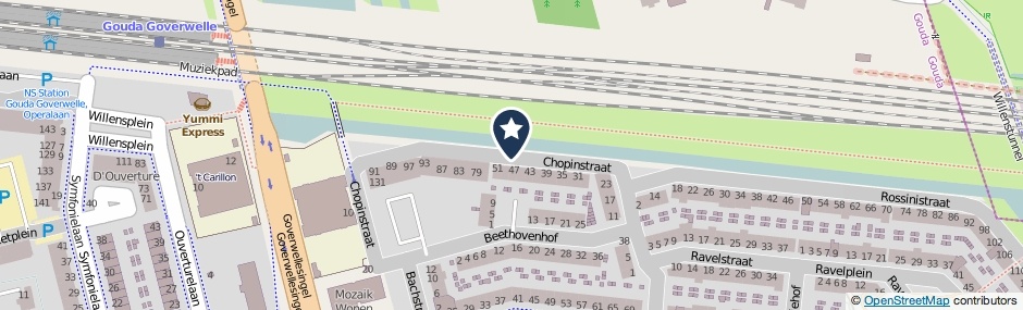 Kaartweergave Chopinstraat in Gouda