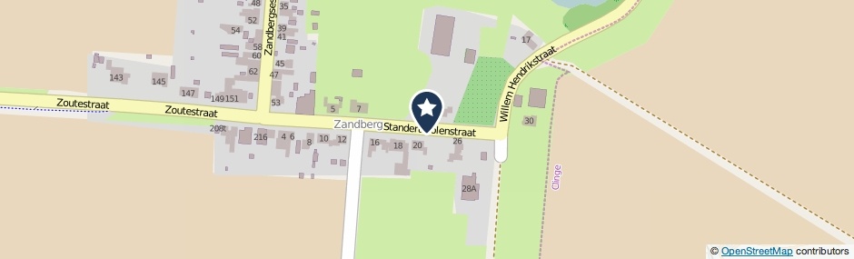 Kaartweergave Standertmolenstraat in Graauw