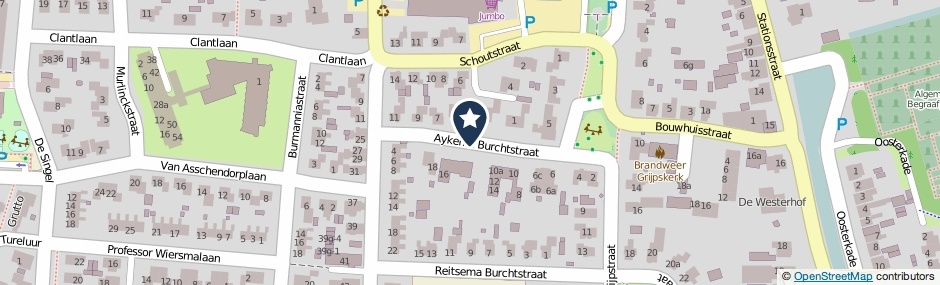 Kaartweergave Aykema Burchtstraat in Grijpskerk