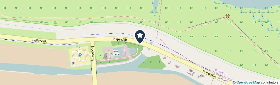 Kaartweergave Puijendijk in Groede