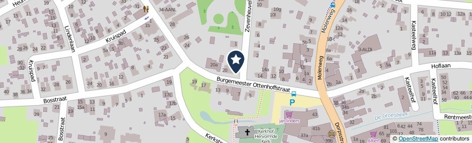 Kaartweergave Burgemeester Ottenhoffstraat 16 in Groesbeek