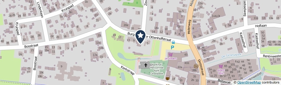 Kaartweergave Burgemeester Ottenhoffstraat 7 in Groesbeek