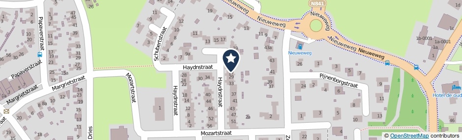 Kaartweergave Haydnstraat 25 in Groesbeek