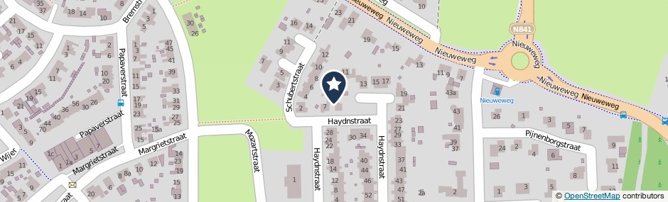 Kaartweergave Haydnstraat 9-A in Groesbeek