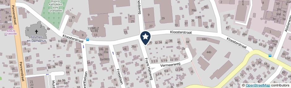 Kaartweergave Kloosterstraat 28-B in Groesbeek