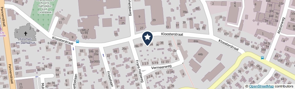 Kaartweergave Kloosterstraat 32-B in Groesbeek