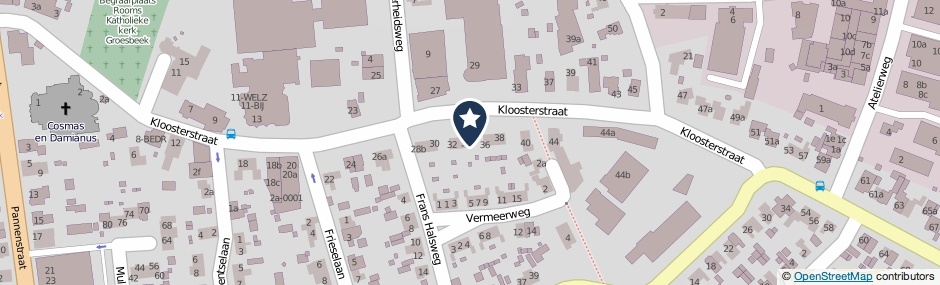 Kaartweergave Kloosterstraat 34-B in Groesbeek
