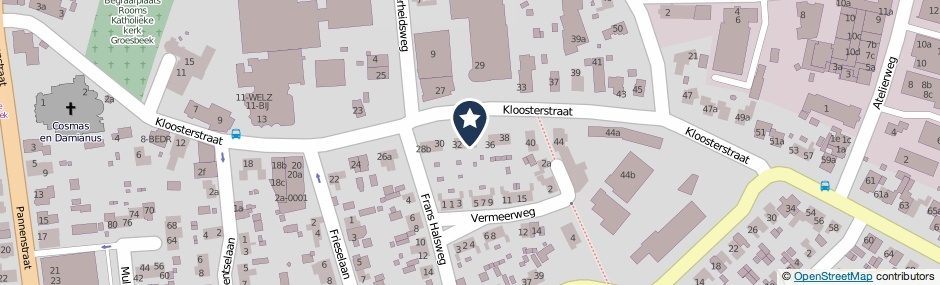 Kaartweergave Kloosterstraat 34 in Groesbeek