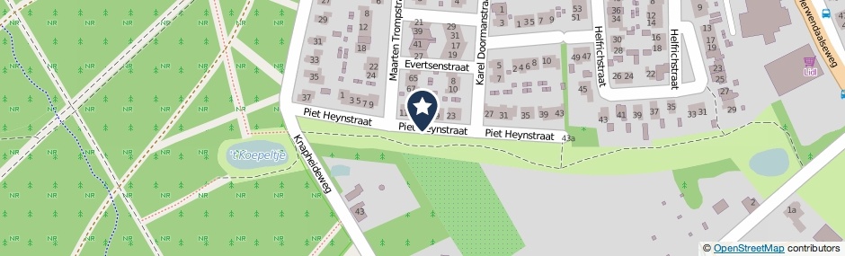 Kaartweergave Piet Heynstraat in Groesbeek