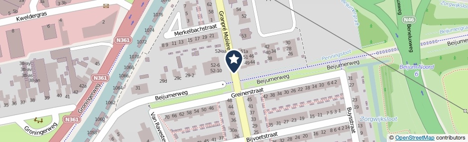 Kaartweergave Granpre Moliereweg in Groningen