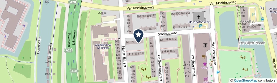 Kaartweergave Staringstraat 16 in Groningen