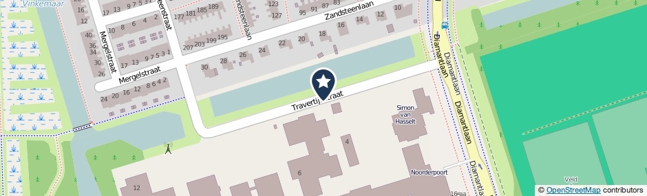 Kaartweergave Travertijnstraat in Groningen