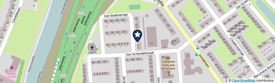 Kaartweergave Van Eedenstraat 15 in Groningen