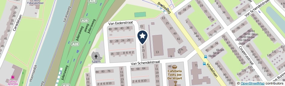 Kaartweergave Van Eedenstraat 23 in Groningen