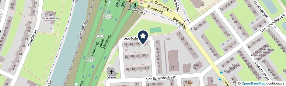 Kaartweergave Van Eedenstraat 36 in Groningen
