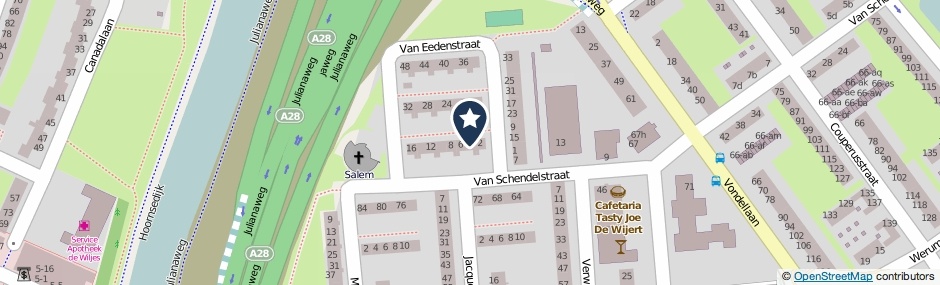 Kaartweergave Van Eedenstraat 4 in Groningen