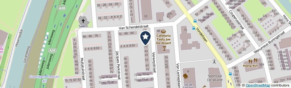 Kaartweergave Verweystraat 31 in Groningen