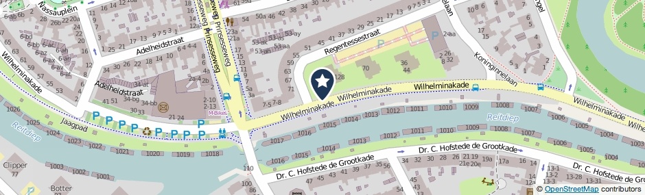 Kaartweergave Wilhelminakade in Groningen