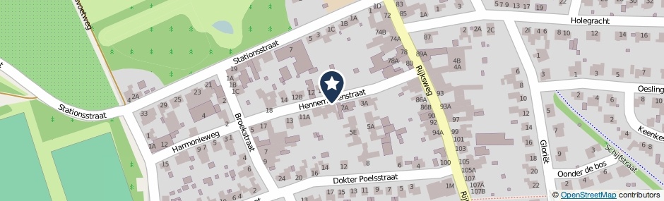 Kaartweergave Hennemettenstraat in Gronsveld