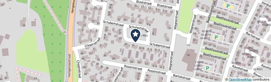 Kaartweergave Schubertstraat in Haaksbergen