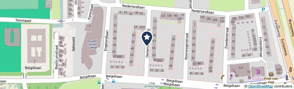Kaartweergave Denemarkenstraat in Haarlem