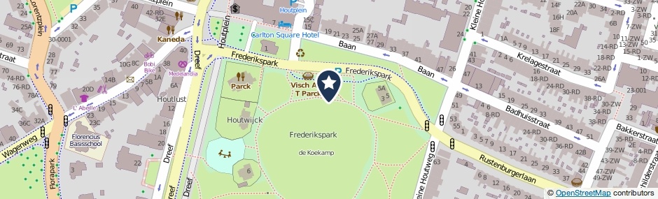 Kaartweergave Frederikspark in Haarlem