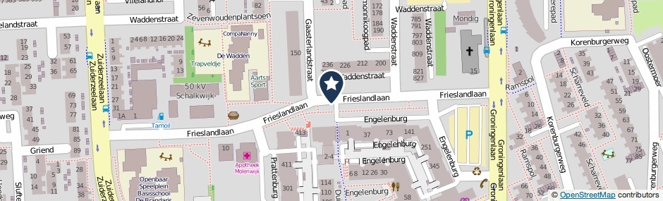 Kaartweergave Frieslandlaan in Haarlem
