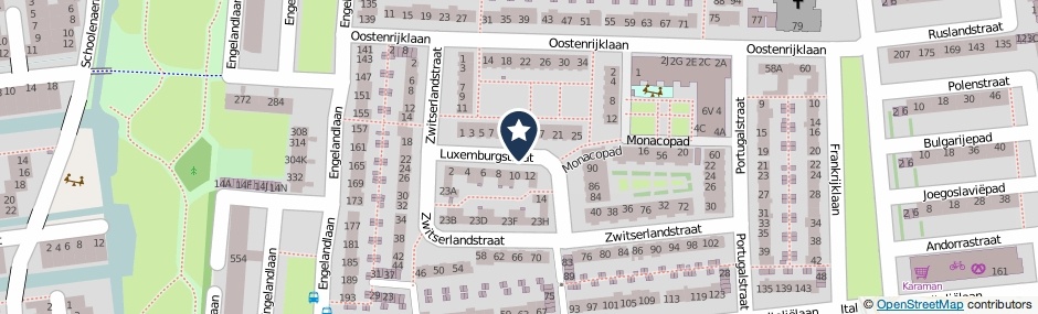 Kaartweergave Luxemburgstraat in Haarlem
