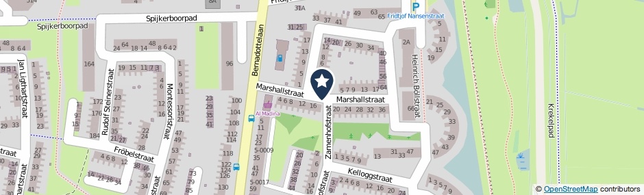 Kaartweergave Marshallstraat in Haarlem
