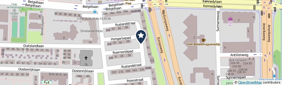 Kaartweergave Ruslandstraat in Haarlem