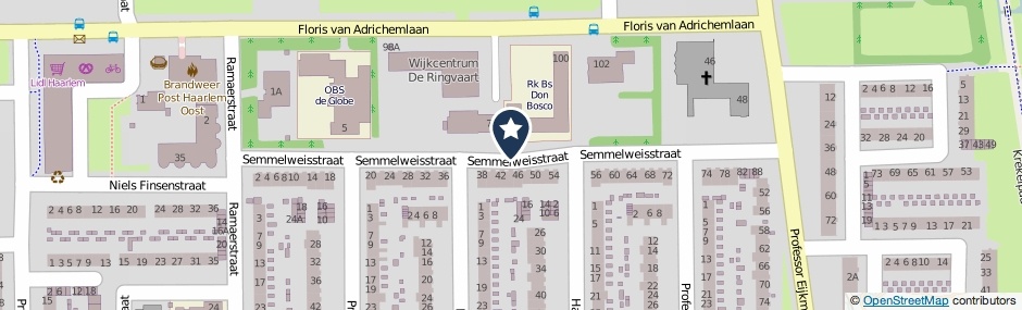 Kaartweergave Semmelweisstraat in Haarlem