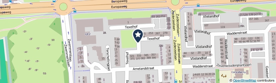 Kaartweergave Texelhof in Haarlem