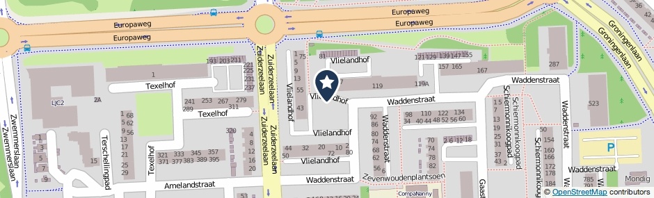Kaartweergave Vlielandhof in Haarlem