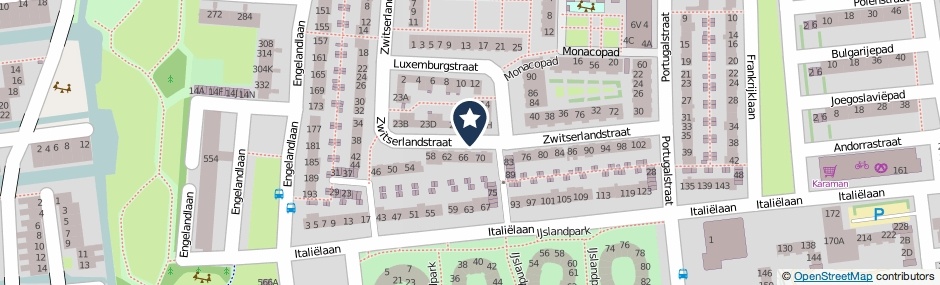 Kaartweergave Zwitserlandstraat in Haarlem