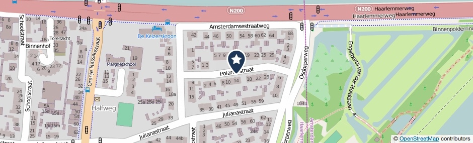 Kaartweergave Polanenstraat in Halfweg