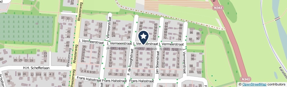 Kaartweergave J. Vermeerstraat in Hardenberg