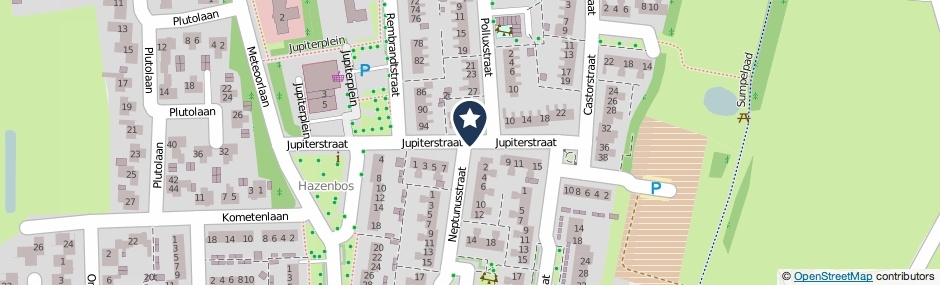 Kaartweergave Jupiterstraat in Hardenberg