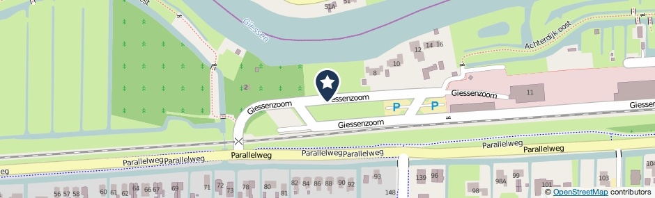 Kaartweergave Giessenzoom in Hardinxveld-Giessendam